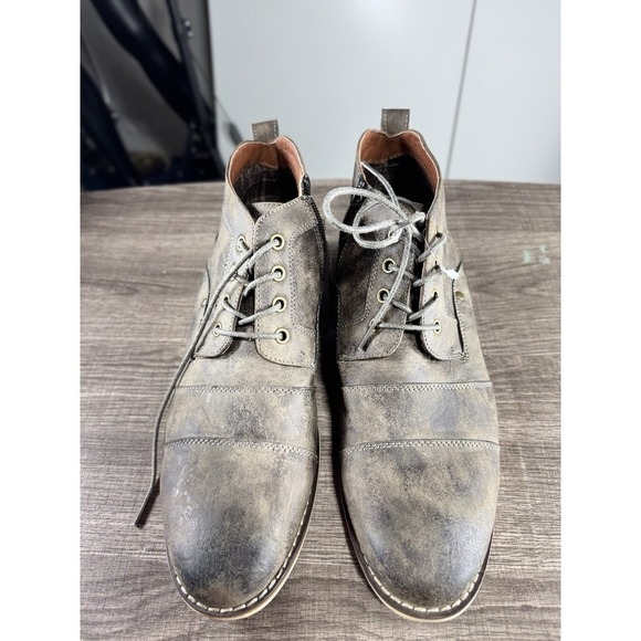 Ferro Aldo Blaine Casual Brogue Mid-Top Lace-up side zip Boots US 9 Grey Gray - Picture 5 of 7